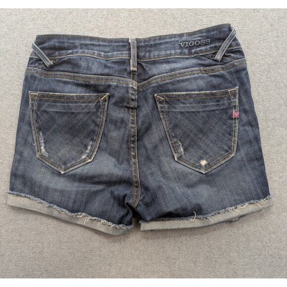 Vigoss Denim Shorts Womens Size 28 Blue Distressed Whiskers The Thompson Comfort - Picture 10 of 16